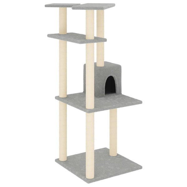 Vaaleanharm. kissan kiipeilypuu sisal- raapimispylväillä Hripsime 123cm