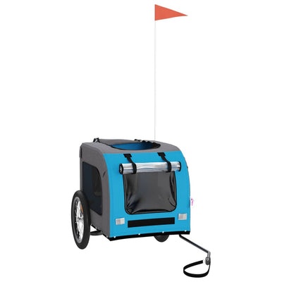 Lemmikinkuljetuskärry pyörään sininen/harmaa kangas ja rauta