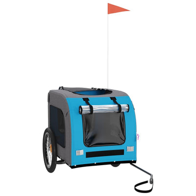 Lemmikinkuljetuskärry pyörään sininen/harmaa kangas ja rauta