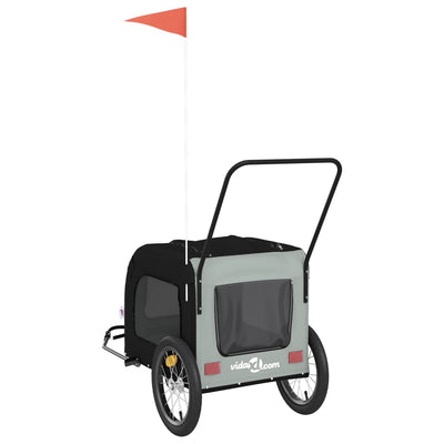 Lemmikinkuljetuskärry polkupyörään musta/harmaa kangas ja rauta