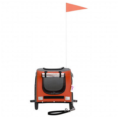 Lemmikinkuljetuskärry pyörään oranssi/harmaa kangas ja rauta