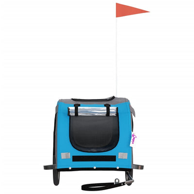 Lemmikinkuljetuskärry pyörään sininen/harmaa kangas ja rauta