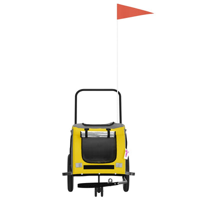 Lemmikinkuljetuskärry polkupyörään kelt./musta kangas ja rauta