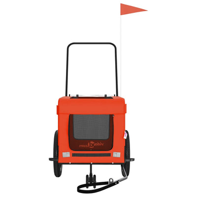 Lemmikinkuljetuskärry pyörään oranssi/musta kangas ja rauta