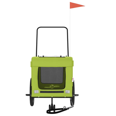 Lemmikinkuljetuskärry polkupyörään vihreä/musta kangas ja rauta