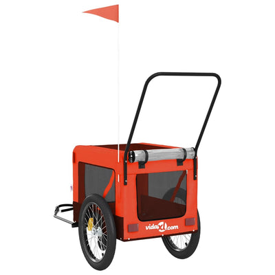 Lemmikinkuljetuskärry pyörään oranssi/musta kangas ja rauta