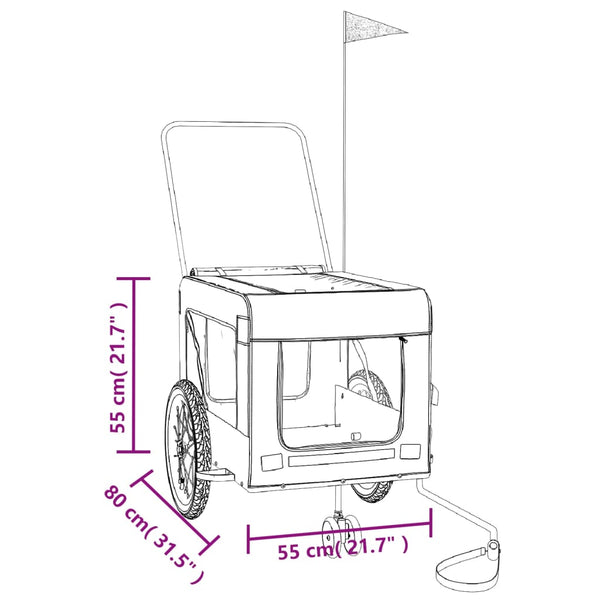 Erick polkupyörään tarkoitettu lemmikinkuljetuskärry, sininen/musta (kangas ja rauta)