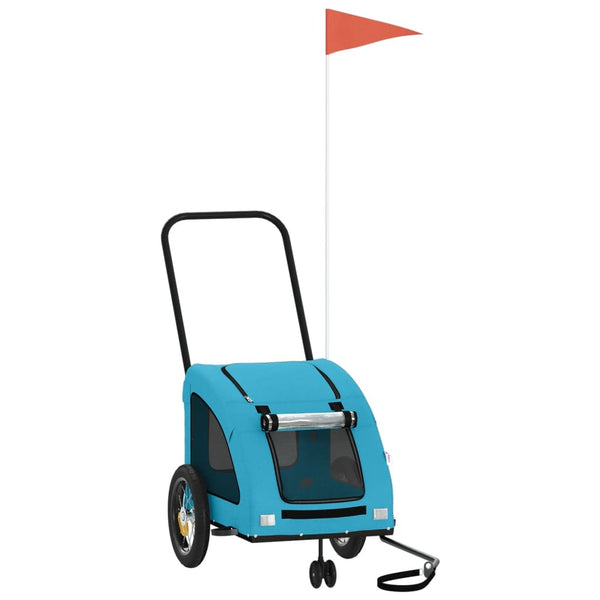 Sininen Vsevold lemmikinkuljetuskärry (pyörään, rautaa ja kangasta)