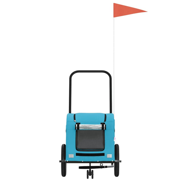 Sininen Vsevold lemmikinkuljetuskärry (pyörään, rautaa ja kangasta)