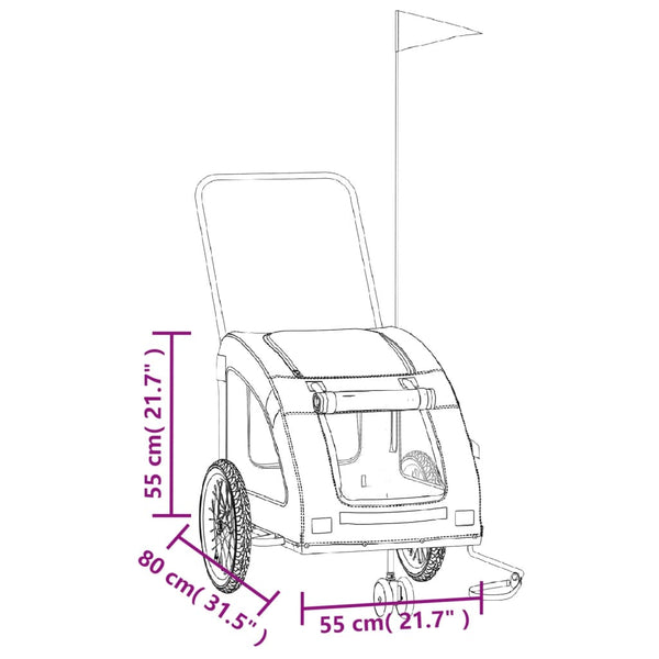 Lemmikinkuljetuskärry Vsevold sininen (kangasta ja rautaa, pyörään)