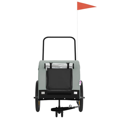 Lemmikinkuljetuskärry polkupyörään harmaa/musta kangas ja rauta