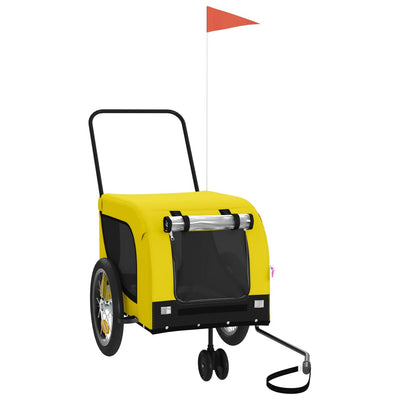 Lemmikinkuljetuskärry polkupyörään kelt./musta kangas ja rauta