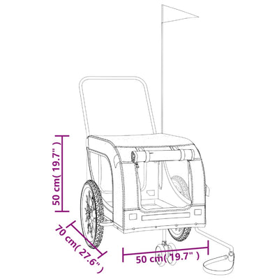 Lemmikinkuljetuskärry polkupyörään musta kangas ja rauta