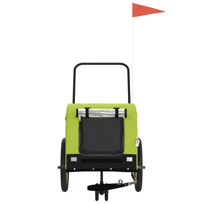 Lemmikinkuljetuskärry polkupyörään vihreä/musta kangas ja rauta