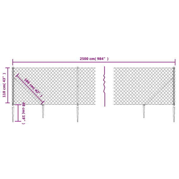 Verkkoaita maapiikeillä antrasiitti 1,1x25 m