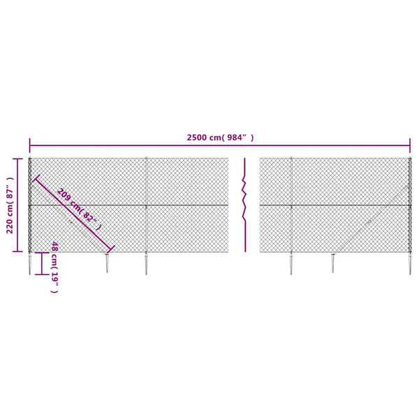 Verkkoaita maapiikeillä antrasiitti 2,2x25 m