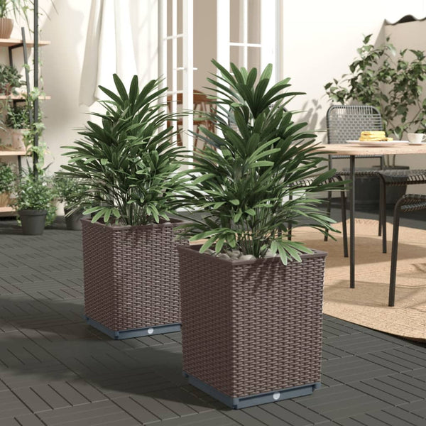 Kukkalaatikot 2 kpl ruskea 30x30x37 cm polypropeeni