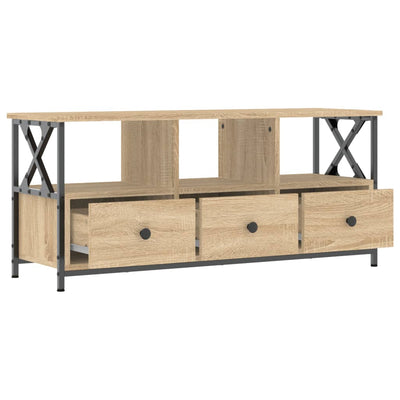 TV-taso Sonoma-tammi 102x33x45 cm tekninen puu ja rauta