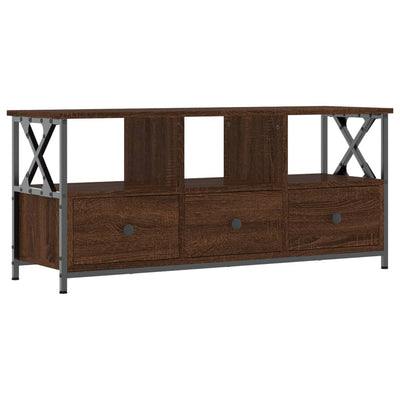TV-taso ruskea tammi 102x33x45 cm tekninen puu ja rauta