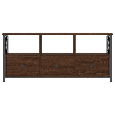 TV-taso ruskea tammi 102x33x45 cm tekninen puu ja rauta