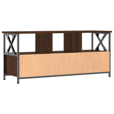 TV-taso ruskea tammi 102x33x45 cm tekninen puu ja rauta
