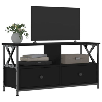 TV-taso musta 90x33x45 cm tekninen puu ja rauta