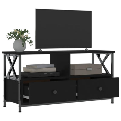 TV-taso musta 90x33x45 cm tekninen puu ja rauta