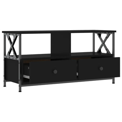 TV-taso musta 90x33x45 cm tekninen puu ja rauta