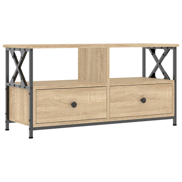TV-taso Sonoma-tammi 90x33x45 cm tekninen puu ja rauta