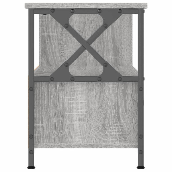 TV-taso harmaa Sonoma 90x33x45 cm tekninen puu ja rauta