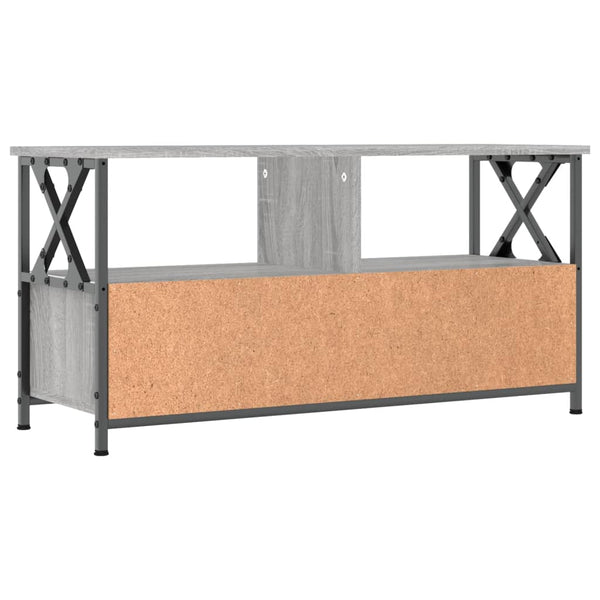 TV-taso harmaa Sonoma 90x33x45 cm tekninen puu ja rauta