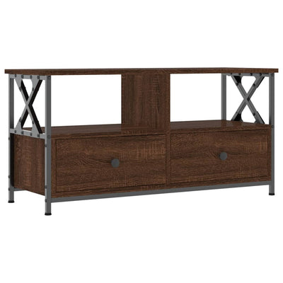 TV-taso ruskea tammi 90x33x45 cm tekninen puu ja rauta
