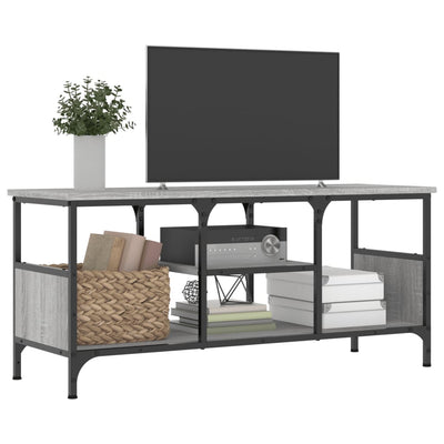 TV-taso harmaa Sonoma 100x35x45 cm tekninen puu ja rauta