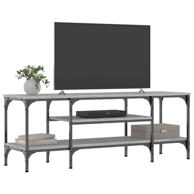 TV-taso harmaa Sonoma 121x35x45 cm tekninen puu ja rauta
