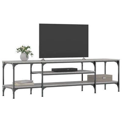 TV-taso harmaa Sonoma 161x35x45 cm tekninen puu ja rauta