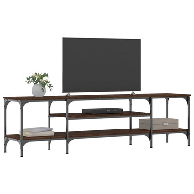 TV-taso ruskea tammi 161x35x45 cm tekninen puu ja rauta