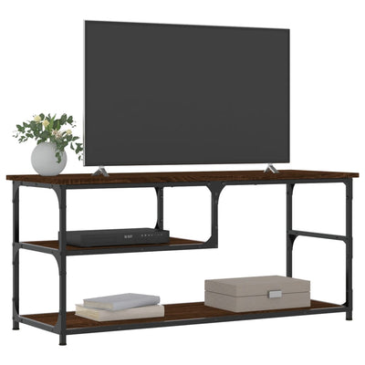 TV-taso ruskea tammi 103x38x46,5 cm tekninen puu ja teräs