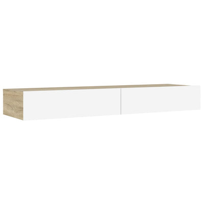 TV-taso LED-valoilla valkoinen ja Sonoma-tammi 120x35x15,5 cm