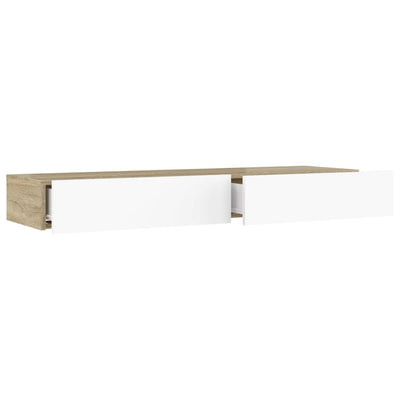 TV-taso LED-valoilla valkoinen ja Sonoma-tammi 120x35x15,5 cm