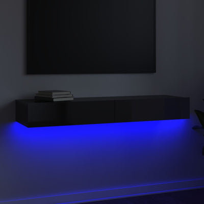 TV-taso LED-valoilla korkeakiilto musta 120x35x15,5 cm