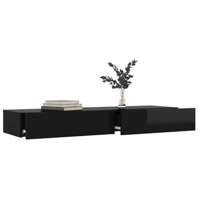 TV-taso LED-valoilla korkeakiilto musta 120x35x15,5 cm