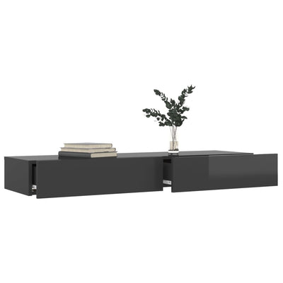 TV-taso LED-valoilla korkeakiilto harmaa 120x35x15,5 cm