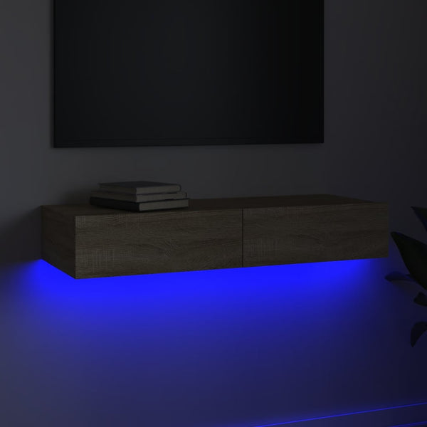 TV-taso LED-valoilla Sonoma-tammi 90x35x15,5 cm