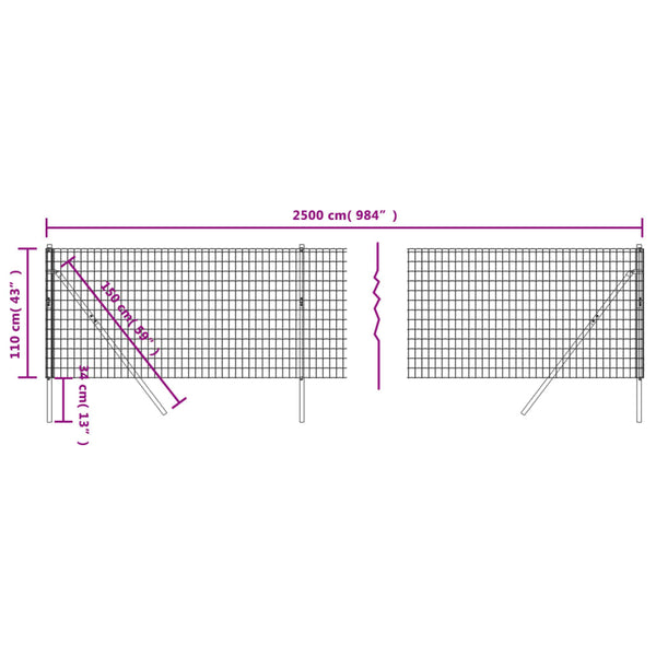 Verkkoaita vihreä 1,1x25 m galvanoitu teräs