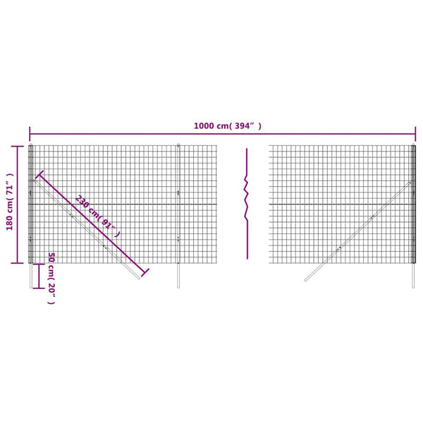 Verkkoaita vihreä 1,8x10 m galvanoitu teräs