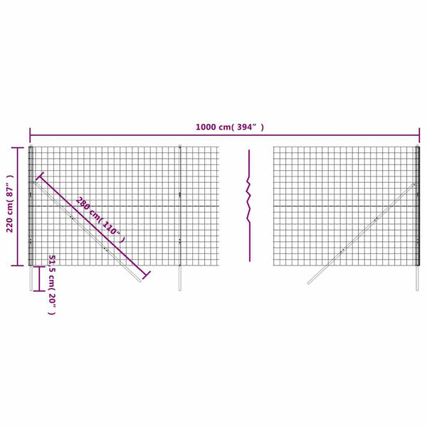 Verkkoaita antrasiitti 2,2x10 m galvanoitu teräs