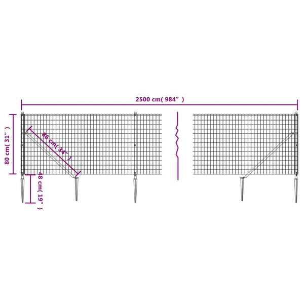 Verkkoaita maapiikeillä antrasiitti 0,8x25 m