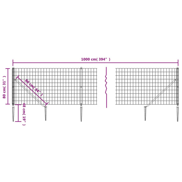 Verkkoaita maapiikeillä antrasiitti 0,8x10 m