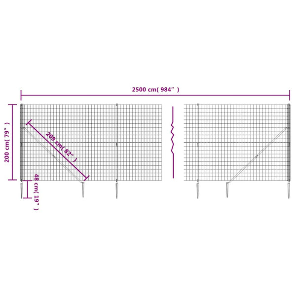 Verkkoaita maapiikeillä antrasiitti 2x25 m