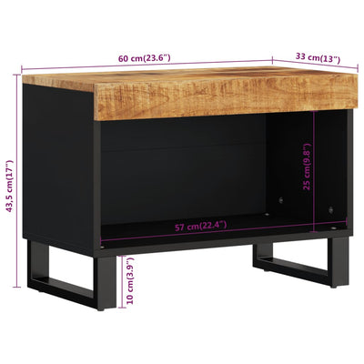 TV-taso 60x33x43,5 cm täysi mangopuu